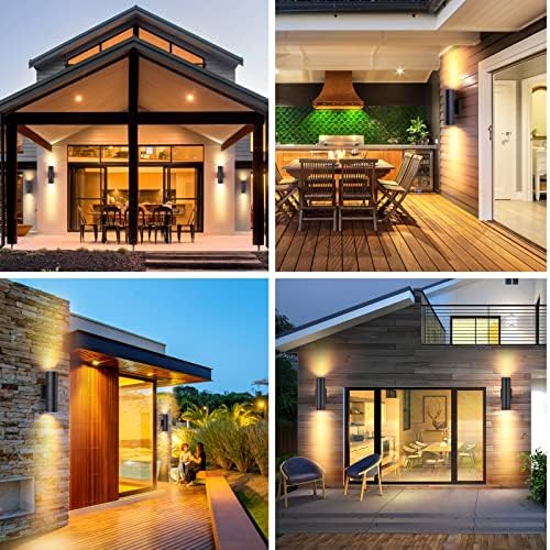 DAKAFUL Outdoor Wall Lights 6Pack, Integrated LED Cylinder Up Down Lights, 12W 2700K Aluminum Exterior Wall Light, Outdoor Light Fixture for Porch Patio Door - Image 6