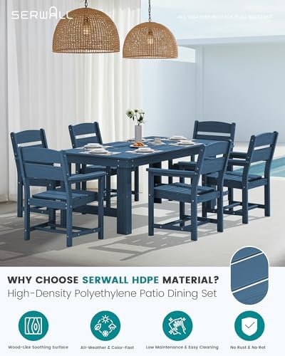 SERWALL HDPE Outdoor Dining Table and Chairs Set for 4 - Image 4