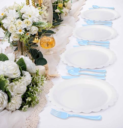 HEIPINIUYE 75 Pack Light Blue Plastic Cutlery Heavy Duty Baby Blue Plastic Knives Forks and Spoons Disposable Silverware Set for 25 Guest Camping Birthday Baby Shower Party Cutlery Set - Image 6