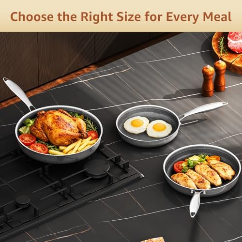 LOLYKITCH Hybrid 8-10-12 Inch Nonstick Frying Pan Set | PFOA Free - Image 4