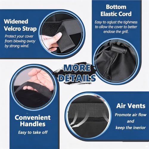 Grill Cover - 60 Inch Heavy Duty BBQ Gas Grill Cover for Outdoor Grill Waterproof Cover with Adjustable Straps Tear&Fade Resistant Protection for Weber, Char-Broil & 3–4 Burner Grills - Image 3