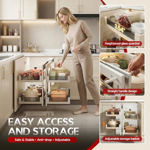 Blind Corner Cabinet Pull Out Organizer, 32" Cabinet, Soft Close - Image 3