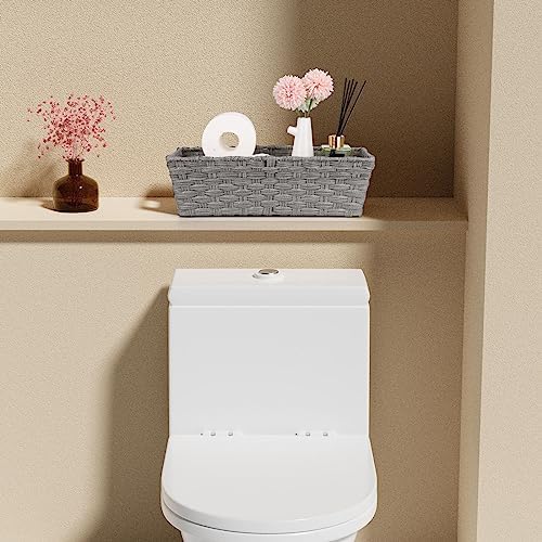 Onlytak 2-Pack Plastic Wicker Toilet Paper Baskets, Grey 15.75"x6.75"x4.75" - Image 4