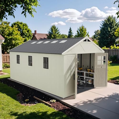 Patiowell 10x16 FT Resin Outdoor Storage Shed with Floor and Skylight - Image 3