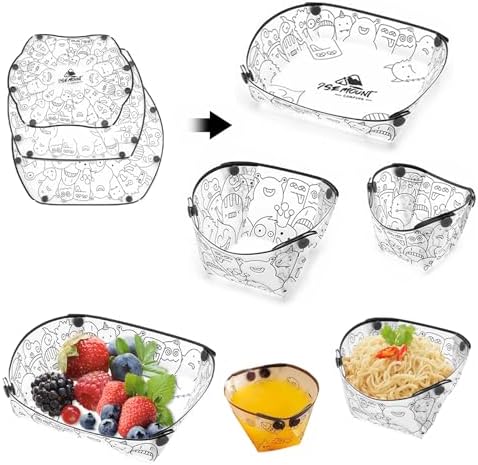 MIUPOO Collapsible Bowl Plate Cup Set,Portable Mess Kit,Food Grade Material Free Folding Plate for Lunch Family Picnic,Set of 3, 3 Sizes by WelcometoMIUPOO