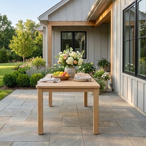 Wisteria Lane 69"×32" Acacia Outdoor Patio Dining Table with Umbrella Hole - Image 6