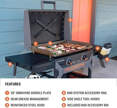 Blackstone 2311 Iron Forged 28” Omnivore Griddle with X-Braced Hood, Powder Coated Steel, Black - Image 4