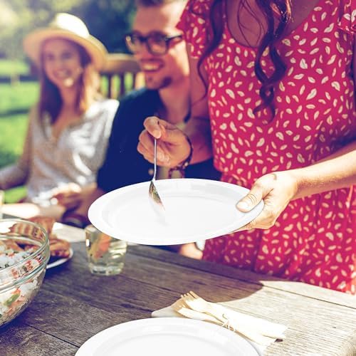 50 Pack White Plates 9 Inches Round Heavy-duty Paper White Dinner Plates - Image 7
