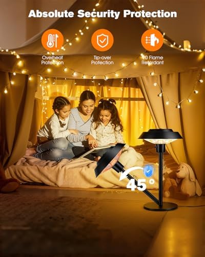 Electric Patio Heater, 1500W Portable Tabletop Infrared Heater with 3 Power Levels, IP55 Waterproof Outdoor Heater for Garden, Balcony, Backyard (black, tabletop-pull string) - Image 3