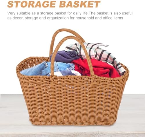 Fruit Holder Rattan Basket Imitation Wicker Baskets Organizer Storage Tote Outdoor Rattan Wicker Picnic Hamper - Image 5
