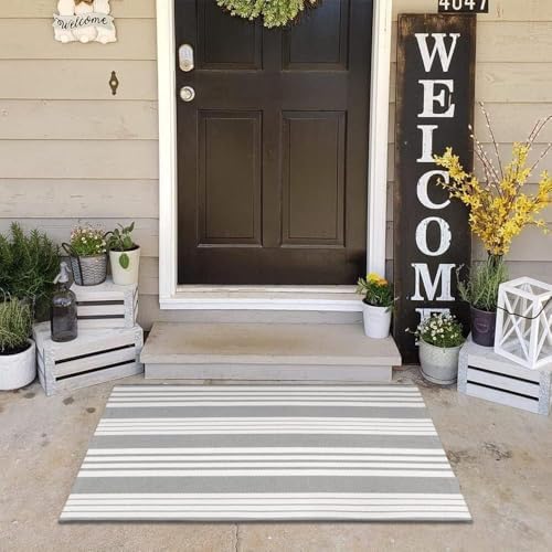 OJIA Front Door Mat Outdoor Doormat 24"x36" Fall Striped Outdoor Rugs - Image 5