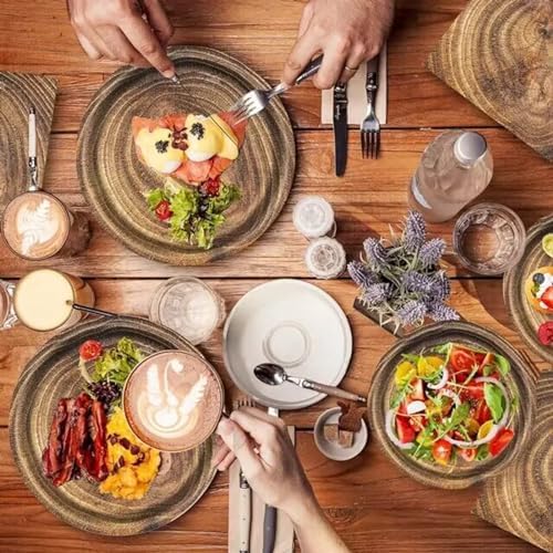 MaitianGuyou 40 Count 9 Inch Wood Grain Paper Plates, Rustic Wood Slice Disposable Party Farmhouse Decoration for Woodland Baby Shower Lumberjack Birthday Party Supplies(9 Inch,Dark Wood) - Image 3