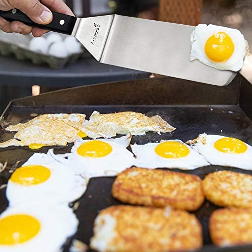 Anmarko Metal Spatula Stainless Steel Scraper - Professional Chef Griddle Spatulas Set of 3 - Heavy Duty Accessories Great for Cast Iron BBQ Flat Top Grill Skillet Pan - Commercial Grade - Image 4