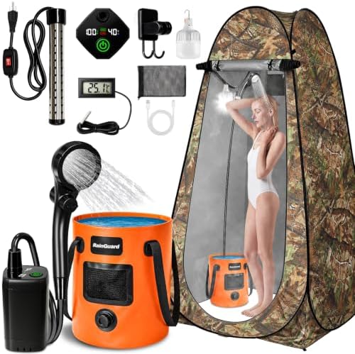 Portable Shower for Camping, 6000mAh Rechargeable Camp Shower Pump with Large Capacity Foldable Bucket, Filtered Shower Head, Outdoor Camping Shower Kit for Travel, Pet Bath, Car Washing by Unknown