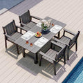 Pamapic Patio Dining Table Set, 5-Piece Outdoor Dining Set for 4, Grey by Pamapic