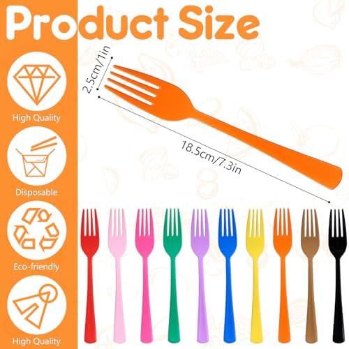 60 Pcs Orange Disposable Plastic Forks Cutlery Heavy Duty Dinnerware Plastic Silverware Flatware for Home Office School Party Picnics Restaurant Outdoor Events or Every Day Use (Orange) - Image 2