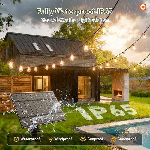addlon 102FT(96+6) Solar String Lights Outdoor,Waterproof Dimmable 48+4 LED - Image 6
