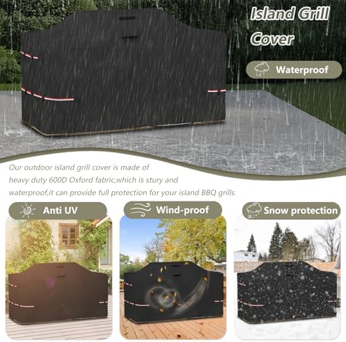 Bitubi 86 Inch Island Grill Cover - 600D Heavy Duty Waterproof All Weather Protection Extra Large Grill Cover,Black - Image 5