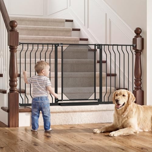 30-62.5" Extra Wide Auto Close Baby Gate for Stairs, Pet Gate Indoor, Black by Unknown