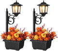 2 Pack 2-in-1 Outdoor Flower Pots, Solar Post Lamps Waterproof, Solar Lamp Post Lights, Wall Mount or Freestanding, Outdoor Decorative Lamp for Garden, Patio, Front Porch, Back Door, Warm White by Melunar