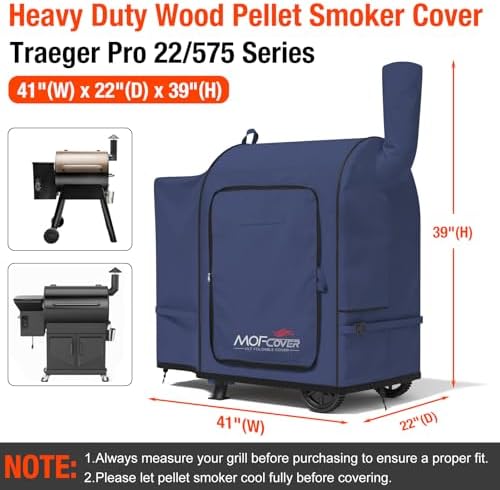 Foldable Grill Cover for Traeger Pro 22/575 Series, Waterproof 600D Heavy Duty Wood Pellet Smoker Cover, Fade＆Tear Resistant Pellet Grill Cover for Pro 20 Lil’ Tex Elite 22,Blue - Image 5