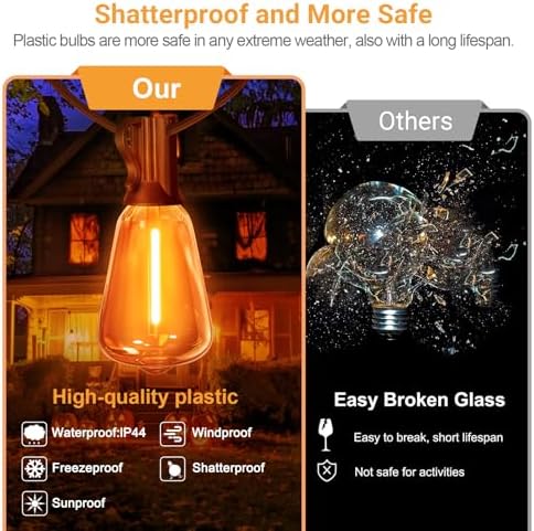 Orange purple Outdoor halloween String Lights ,26FT ST38 LED Patio Lights with 12+1 Shatterproof Edison Bulbs,UL Waterproof Connectable Outside Hanging Lights for Backyard Porch Christmas Party Decor - Image 6