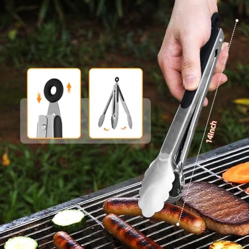 BBQ Grill Tool Set BBQ Grilling Accessories Set 8PC Barbecue Grill Tools Utensils Set for Outdoor with Spatula, Fork, Brush, Tongs, Seasoning Bottle Grilling Gifts for Men Dad - Image 4