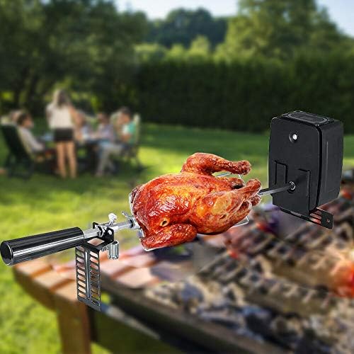 Stainless Steel Rotisserie kit,Rotisserie Grill with Motor,Spout Lever,Fork,Easy to Install for Carrying Picnic,Camping,BBQ and Even Campfire - Image 2
