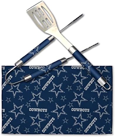NORTHWEST NFL 3 Piece Team Color and Logo BBQ Grill Set: Spatula, Tongs, and Towel by Northwest