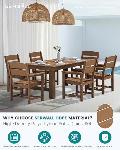 SERWALL HDPE Outdoor Dining Table and Chairs Set for 4 - Image 4