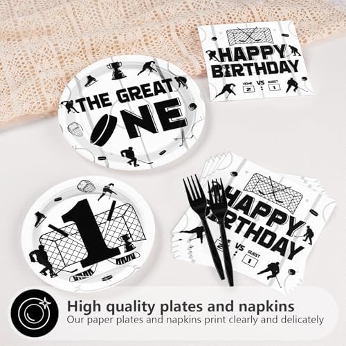 96Pcs Ice Hockey 1st Birthday Party Decorations, Serve 24 - Image 3