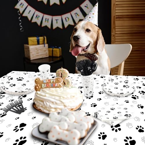 Kochorie 121 Pieces Black Dog Paw Print Party Supplies Tableware Set - Image 5