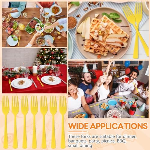 60 Pcs Yellow Disposable Plastic Forks Cutlery Heavy Duty Dinnerware Plastic Silverware Flatware for Home Office School Party Picnics Restaurant Outdoor Events or Every Day Use (Yellow) - Image 6