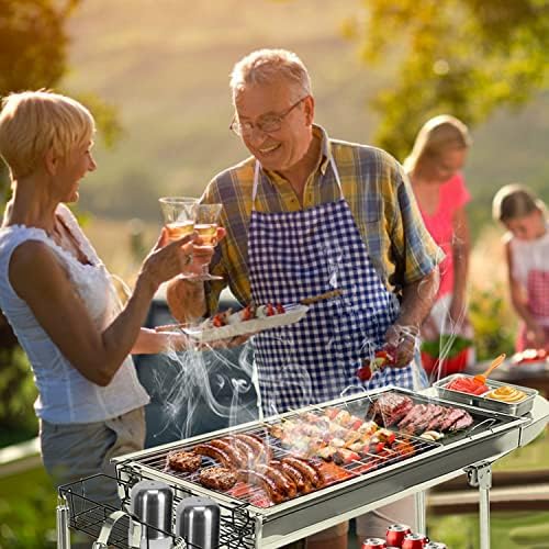 Portable Charcoal Grill, Large Stainless Steel Folding Grill with Side - Image 4