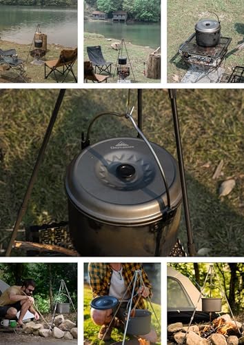CAMPINGMOON 2.6L Hanging Pot Lightweight Aluminum Hard Anodized Campfire Cooking Pot with Foldable Handle, Compact Outdoor Camping Cookware, Small Size MC-220 - Image 6