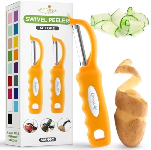 Spring Chef Swivel Potato Peeler with Soft Grip Handle, Set of 2, Mango by SpringChef