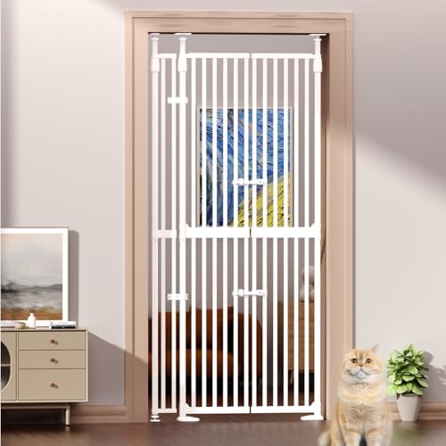 Extra Tall Cat Gate 74.8"-90.5" Height Adjustable Pressure Mounted by KORIMEFA