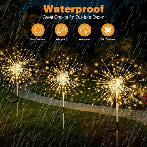 btfarm 1 Pack Solar Garden Lights Outdoor, 8 Modes Firework Lights Outside - Image 6