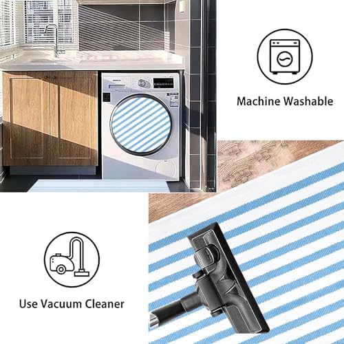 Light Blue White Striped Rug -2.3'x3.6' Front Door Rugs Outdoor, Small Washable Area Rug for Front Porch, Spring Summer Welcome Mats Outdoor Indoor, Doormat for Entryway Porch Entrance - Image 4