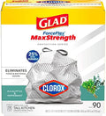 Glad Tall Kitchen Trash Bags 13 Gallon, MaxStrength Eucalyptus and Peppermint Garbage Bags, Drawstring, 90 Count by GladTrashFoodStorage