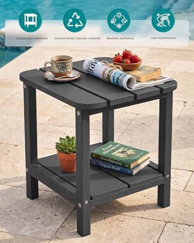 SERWALL Adirondack Table Outdoor Side Table- Gray - Image 5