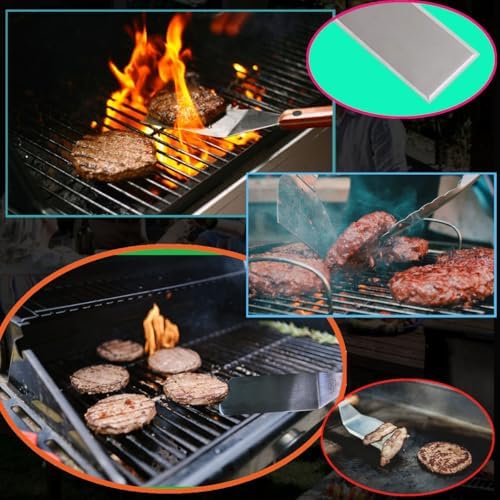 La Cuisine 3 PC Stainless Steel Griddle Spatula Set — Standard & Long Spatulas + Chopper/Scraper with Solid Wood Handles for Grill, BBQ, Teppanyaki & Flat Top Cooking - Image 4