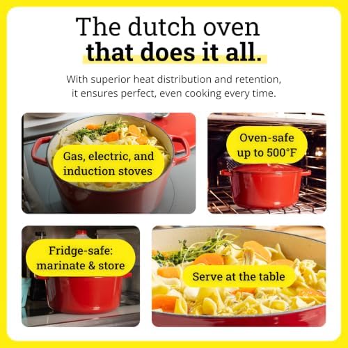 Lodge 5 Quart Cast Iron Elements Enamel Dutch Oven - Apple - Image 4