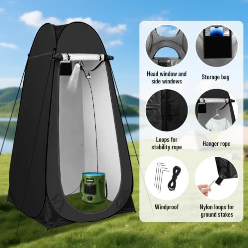 Portable Shower for Camping, 6000mAh Rechargeable Camp Shower Pump with Large Capacity Foldable Bucket, Filtered Shower Head, Outdoor Camping Shower Kit for Travel, Pet Bath, Car Washing - Image 3