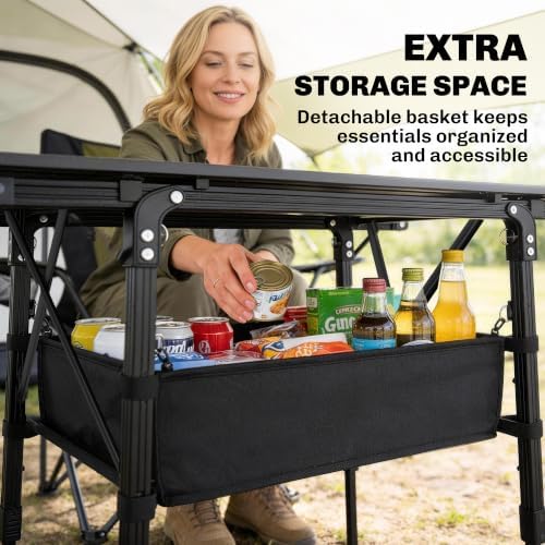 Outsunny 3ft Portable Camping Table Storage Bag Aluminum Lightweight Black - Image 5