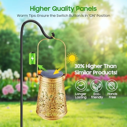 2 Pack Solar Lanterns Outdoor Waterproof, Birthday Gifts for Women Mom - Image 3