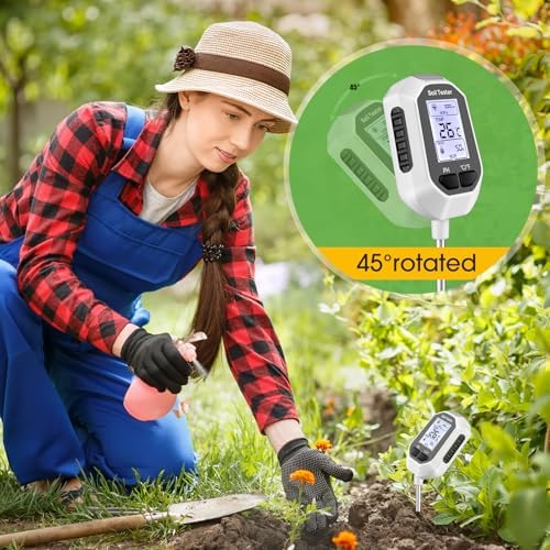 4-in-1 Soil Moisture Meter Digital Plant Temperature/Soil Moisture/PH Meter/Sunlight Intensity Backlight LCD Display Soil Test Meter for Gardening, Farming and Outdoor Plants - Image 6