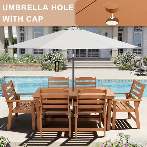FUNBERRY Outdoor Dining Set, HDPE 7 Piece Dining Table Set with Chairs - Image 4