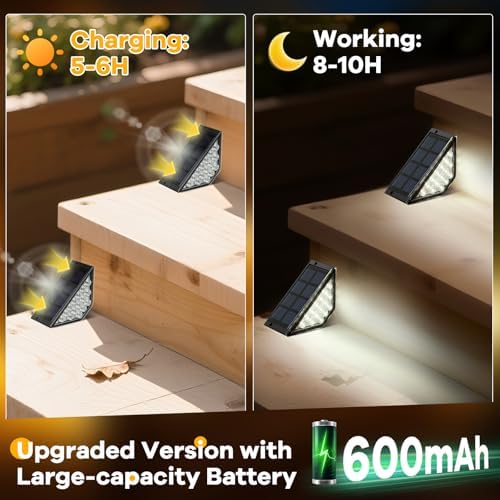BKBB PPBB Solar Step Lights for Outside, Solar Stair Lights Outdoor Waterproof, Deck Step Lights for Fence, Patio, Yard, Porch, Front Door, Sidewalk, Garden, Patio Decor (10, Cool White) - Image 6