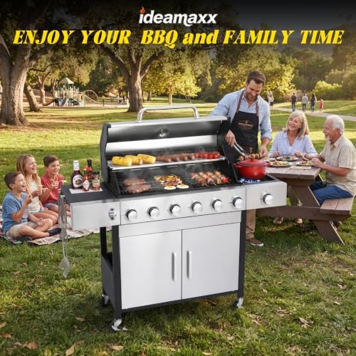 6-Burner Gas Grill Griddle Combo with Side Burner - Image 3